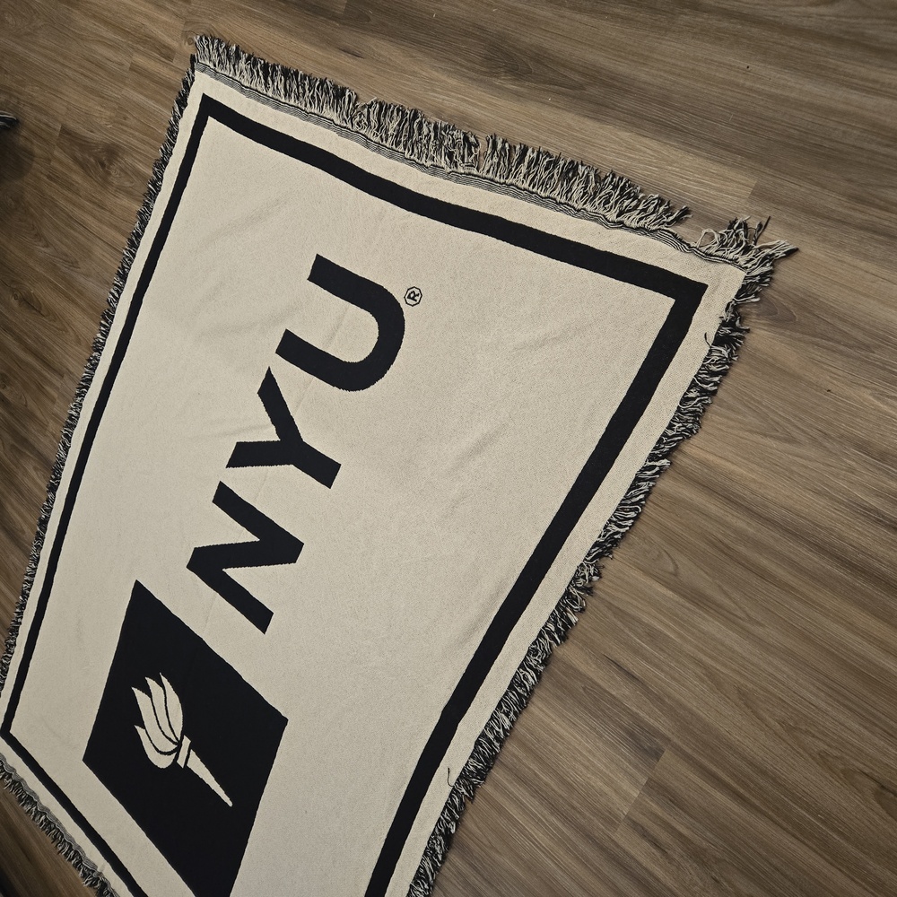 NYU New York University Afghan Tapestry Blanket Throw 68 X 48 - Picture 3 of 4